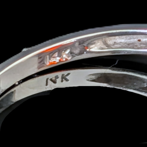 Estate Fire Opal Diamonds 14k White Gold Ring Orange Cocktail Statement Gift