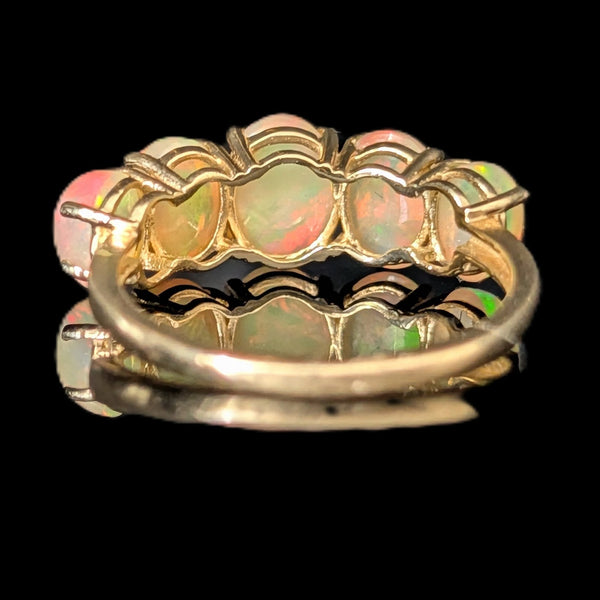 Estate Opal 10k Yellow Gold Ring Band Gorgeous Play of Color Gift