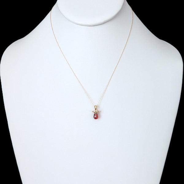 14k Gold Baby Pacifier I LOVE YOU Pendant Red Gem 10k Gold Chain Mom Gift Estate