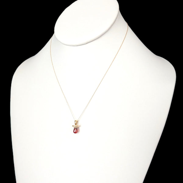 14k Gold Baby Pacifier I LOVE YOU Pendant Red Gem 10k Gold Chain Mom Gift Estate