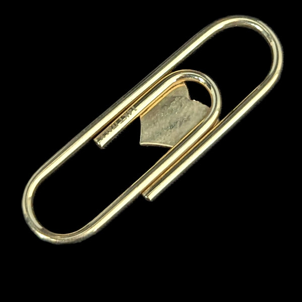 14k Gold FUNCTIONING PAPER CLIP Office Blue Heart Inlay or Wear as Pendant Novelty