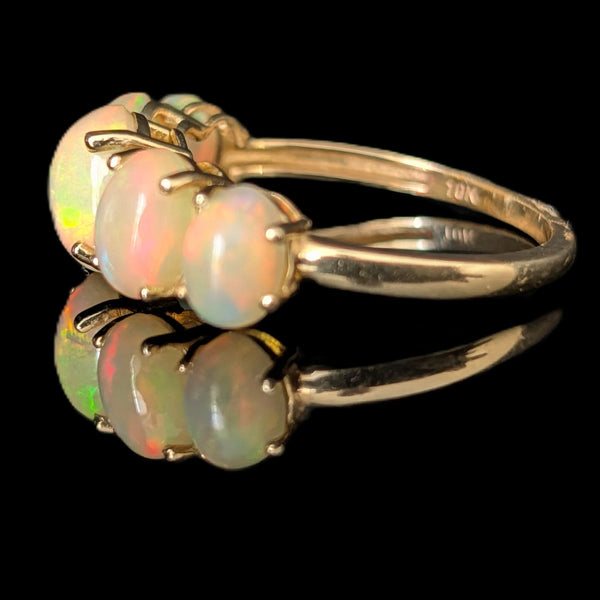 Estate Opal 10k Yellow Gold Ring Band Gorgeous Play of Color Gift
