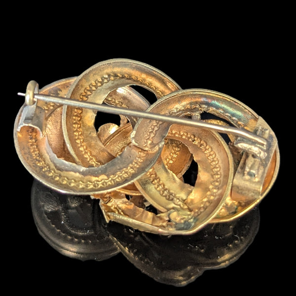 1800s Antique Old Cut Garnets 14k Yellow Gold Brooch Pin Grape Leaf Victorian