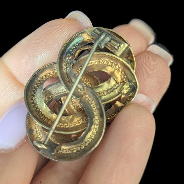 1800s Antique Old Cut Garnets 14k Yellow Gold Brooch Pin Grape Leaf Victorian