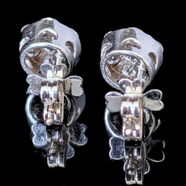 Vintage Diamond Cluster 14k White Gold Stud Earrings Halo Estate Jewelry Gift
