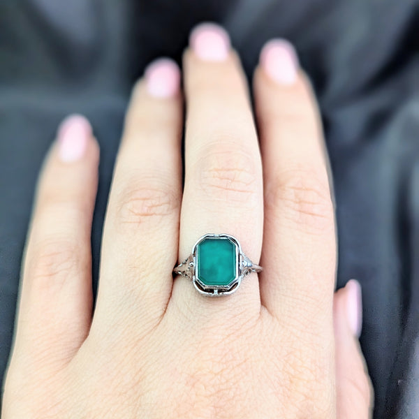 1920s Flip Ring 14k Gold Chalcedony Carnelian Filigree Art Deco Antique Spinner 