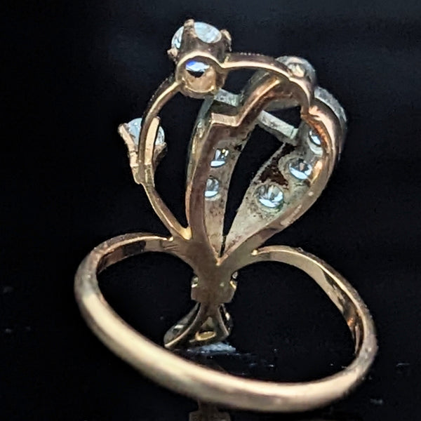 The Saumur - 1930s Au Jardin Diamonds 14k Gold  Cocktail Ring