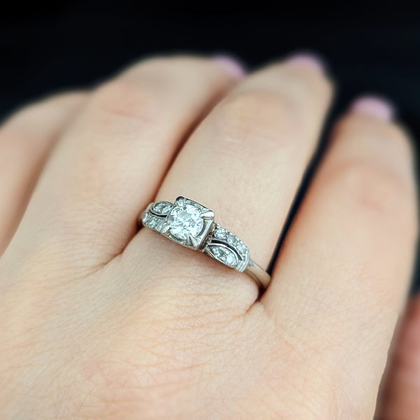 1930s bridal set engagement ring diamond 14k white gold
