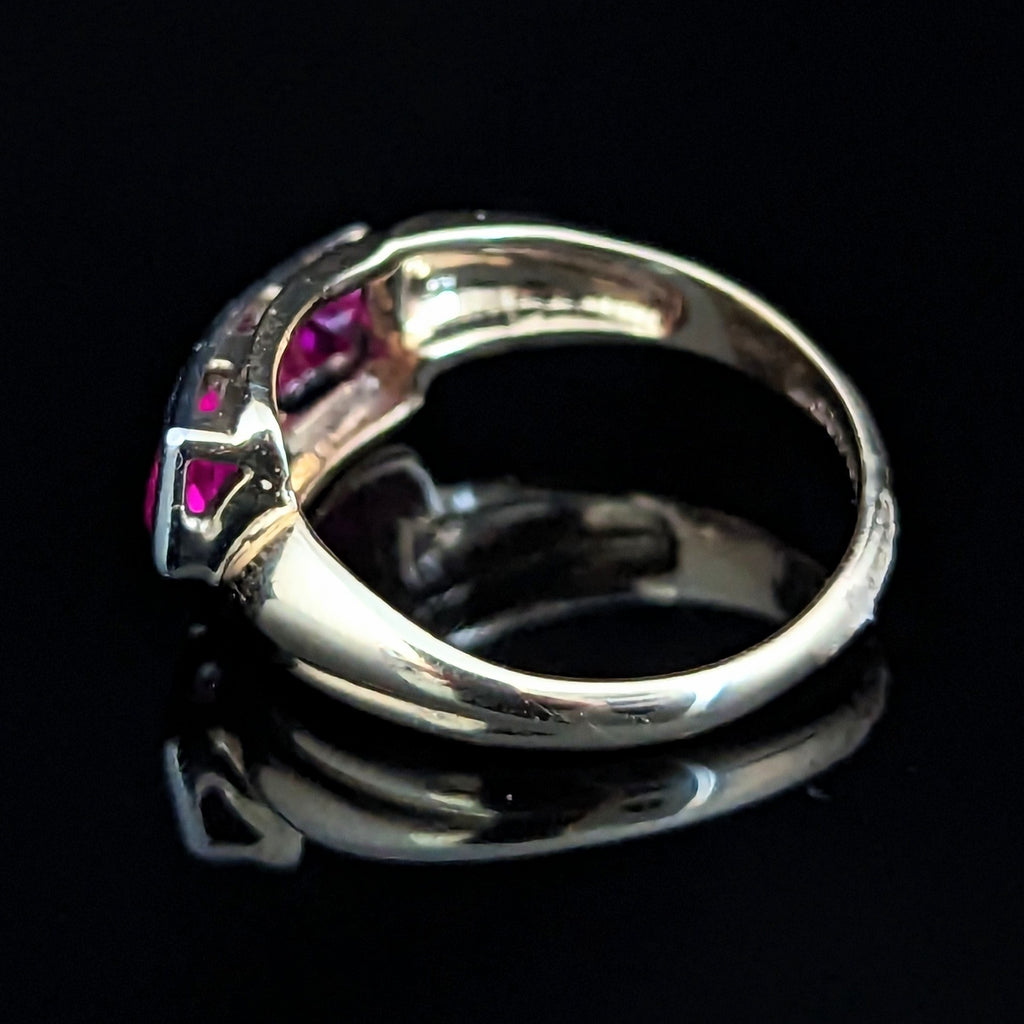 The Eastling Retro Era Diamond Ruby 10k Gold Ring c.1940s
