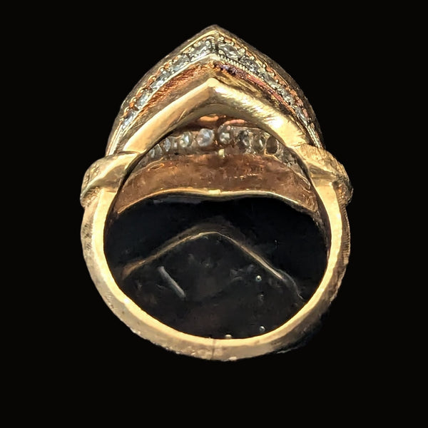 1940s Retro Era Diamonds 14k Yellow White Gold Dome Cocktail Ring Boule Vintage