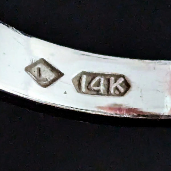 1950s Large Golden Pearl Diamonds 14k White Gold Cocktail Ring Vintage Retro