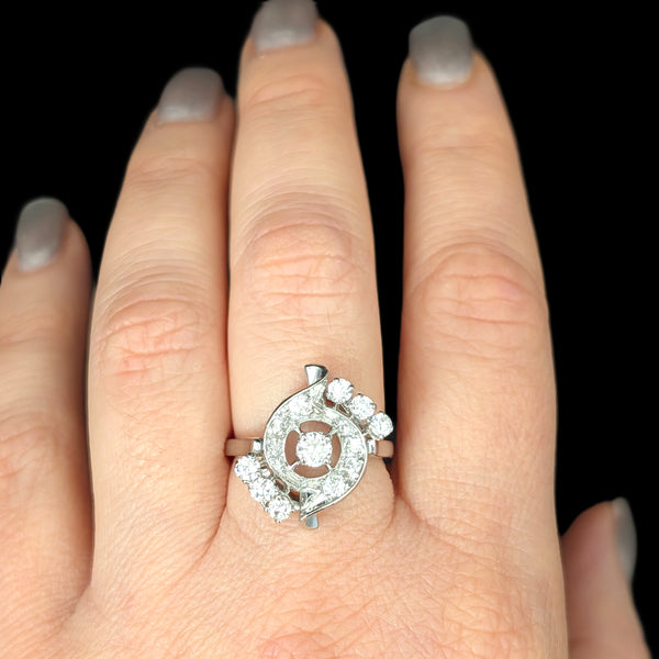 Langford - 1950s Diamonds Platinum Cocktail Ring Vintage