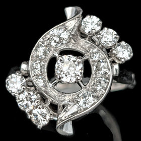 Langford - 1950s Diamonds Platinum Cocktail Ring Vintage