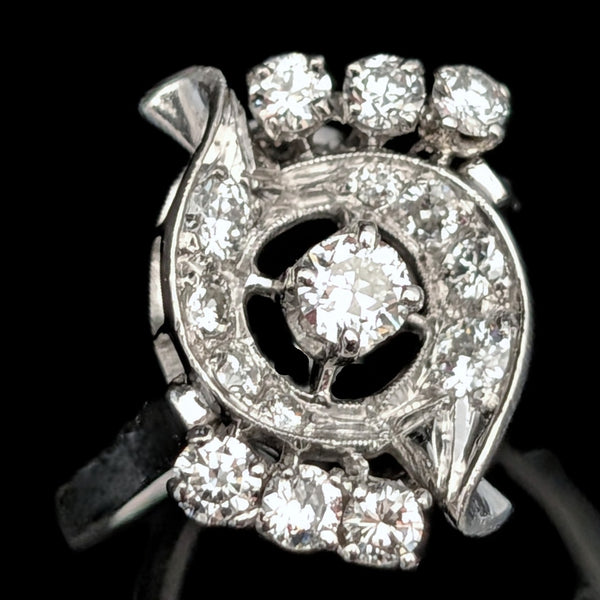Langford - 1950s Diamonds Platinum Cocktail Ring Vintage