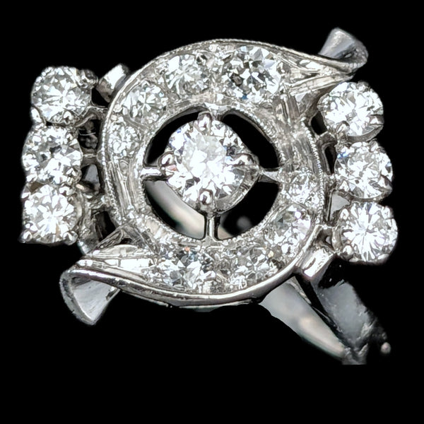 Langford - 1950s Diamonds Platinum Cocktail Ring Vintage