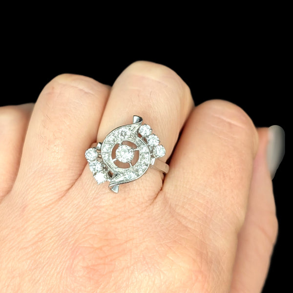 Langford - 1950s Diamonds Platinum Cocktail Ring Vintage