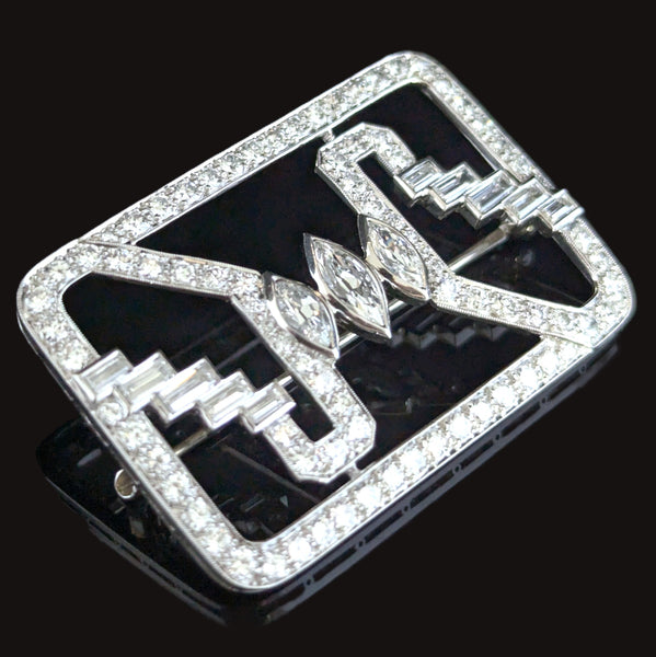 1950s Diamonds Platinum White Gold Brooch Pin Vintage Retro Mid Century Gift 