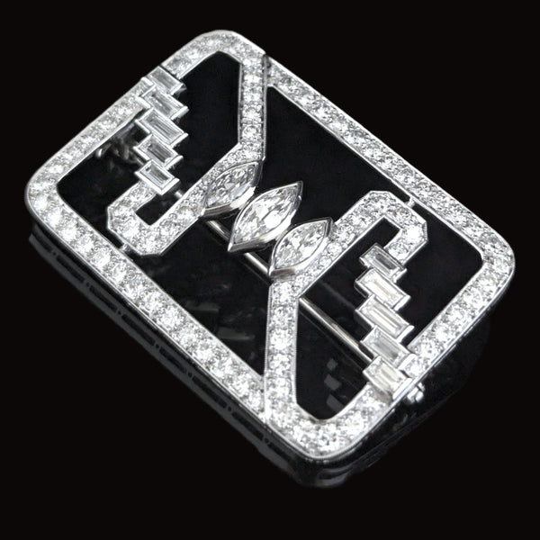 1950s Diamonds Platinum White Gold Brooch Pin Vintage Retro Mid Century Gift 