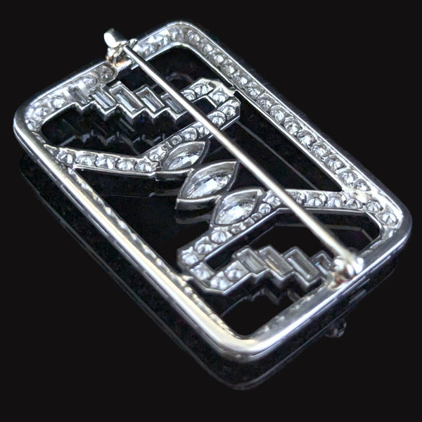 1950s Diamonds Platinum White Gold Brooch Pin Vintage Retro Mid Century Gift 