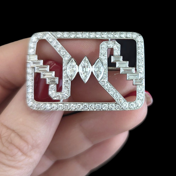 1950s Diamonds Platinum White Gold Brooch Pin Vintage Retro Mid Century Gift 