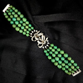 1950s 3.5ct Diamonds Turquoise Platinum Bracelet Retro Vintage Estate Impressive