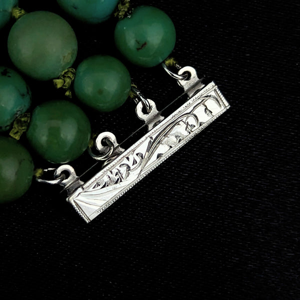 1950s 3.5ct Diamonds Turquoise Platinum Bracelet Retro Vintage Estate Impressive