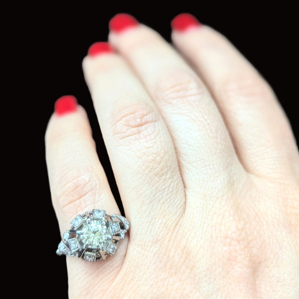 1950s GIA Natural Diamond Platinum Ring Engagement Statement Vintage Retro Gift
