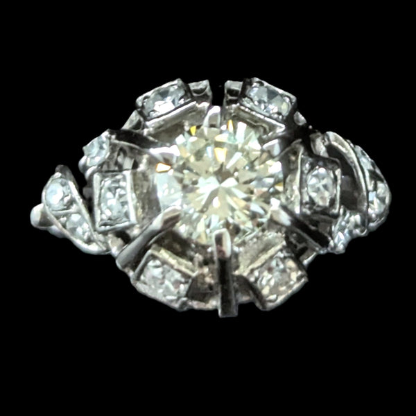 1950s GIA Natural Diamond Platinum Ring Engagement Statement Vintage Retro Gift