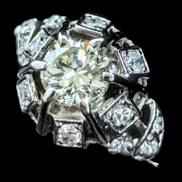 1950s GIA Natural Diamond Platinum Ring Engagement Statement Vintage Retro Gift