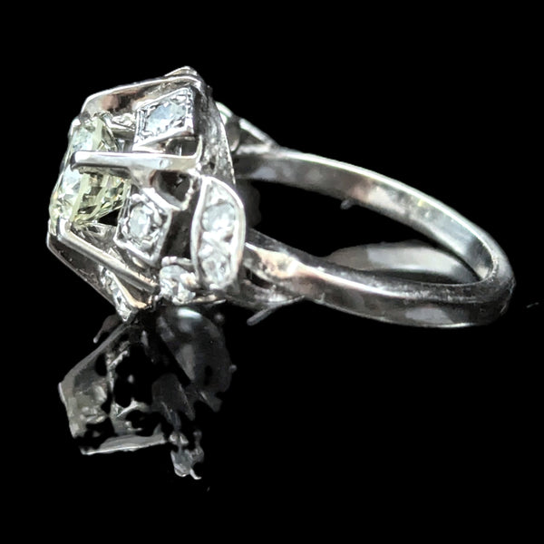 1950s GIA Natural Diamond Platinum Ring Engagement Statement Vintage Retro Gift