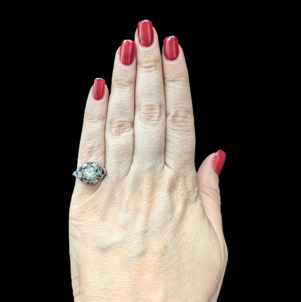 1950s GIA Natural Diamond Platinum Ring Engagement Statement Vintage Retro Gift