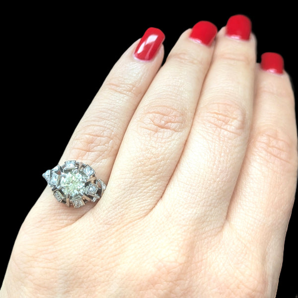 The Clarence - 1950s GIA Cert. Diamonds Platinum Ring Engagement or Statement