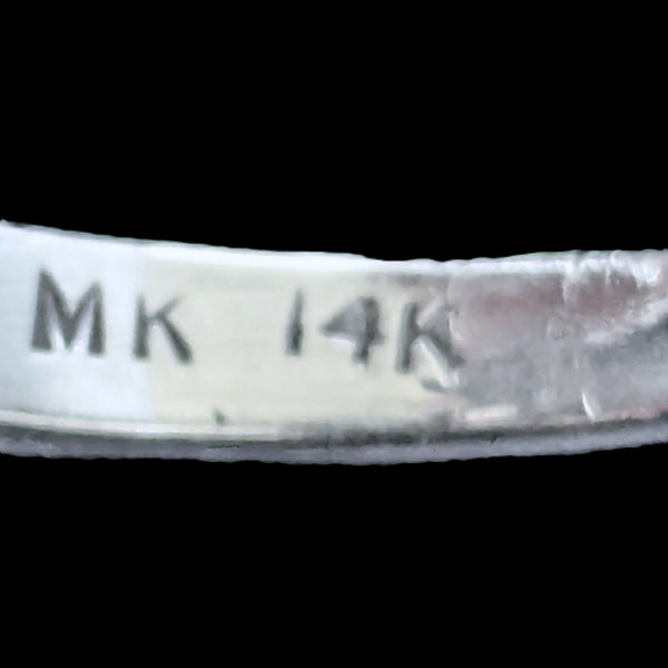 1950s Natural Diamonds 14k White Gold Statement Ring Retro Vintage Estate Jewelry MK maker's mark hallmark