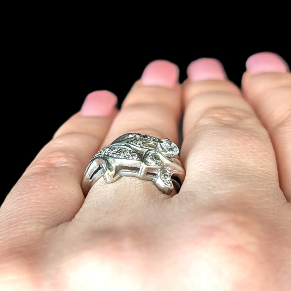 Tyler - 1950s Old Mine Cut Diamond 10k White Gold Cocktail Vintage Ring