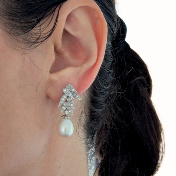 1950s  in ear Diamonds 14k White Gold Earrings Vintage Retro Non Pierced Screw