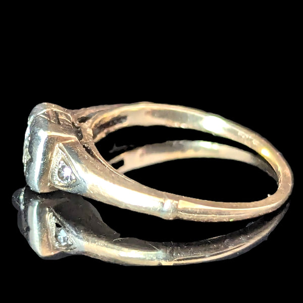 1950s Vintage Diamond 14k White Yellow Gold Ring Promise Engagement Mid Century