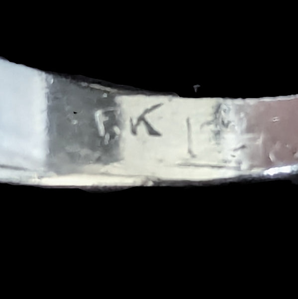 1950s Vintage Diamonds 14k White Gold Belt Buckle Ring Statement Retro Estate hallmark