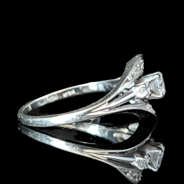 1950s Vintage Diamonds 18k White Gold Ring Retro Mid Century Estate Jewelry Gift 
