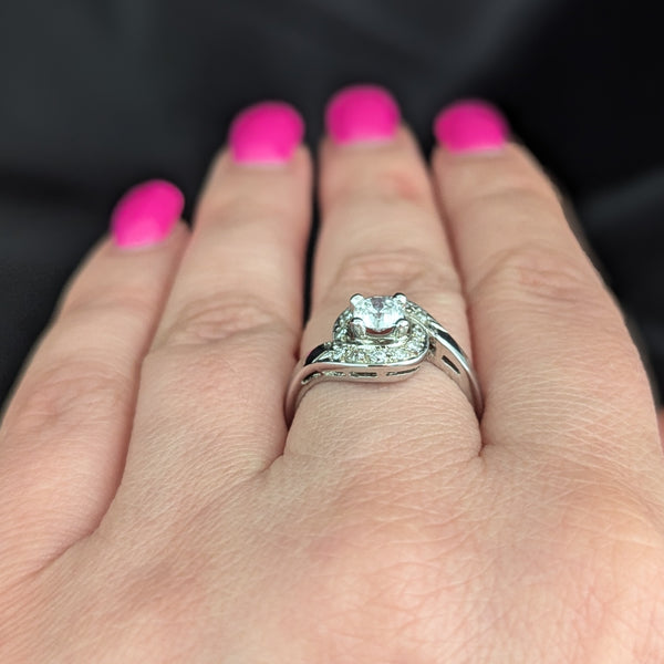 1950s Vintage Diamonds 14k White Gold Statement Ring Retro Estate Statement Gift