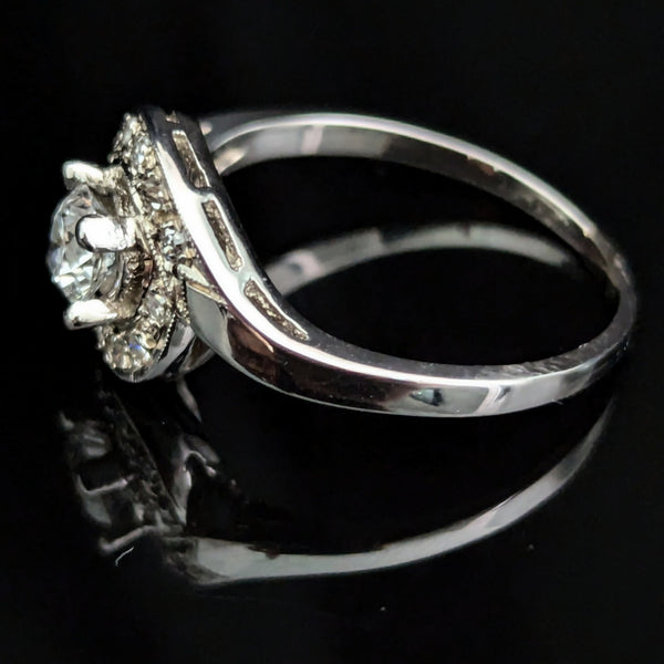 1950s Vintage Diamonds 14k White Gold Statement Ring Retro Estate Statement Gift