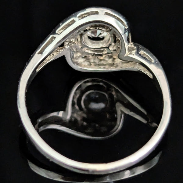 1950s Vintage Diamonds 14k White Gold Statement Ring Retro Estate Statement Gift