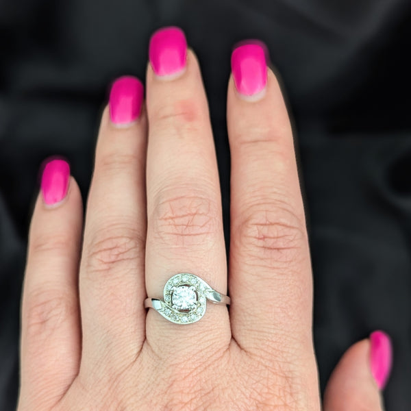 1950s Vintage Diamonds 14k White Gold Statement Ring Retro Estate Statement Gift