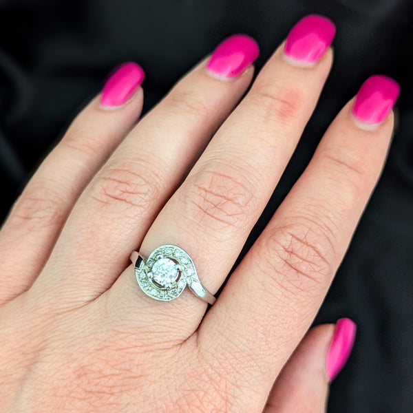 1950s Vintage Diamonds 14k White Gold Statement Ring Retro Estate Statement Gift