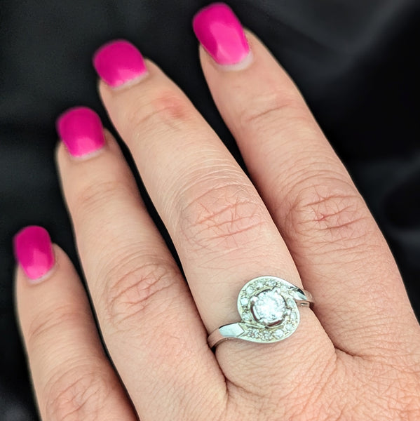 1950s Vintage Diamonds 14k White Gold Statement Ring Retro Estate Statement Gift