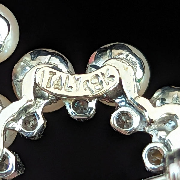 1950s Vintage Diamonds Pearls 18k White Gold Brooch Pin Estate Rings Italy Gift