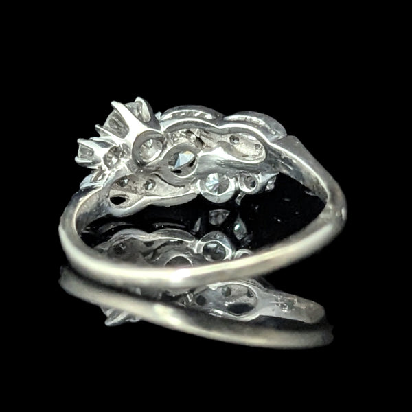 1950s Vintage Diamonds White Gold Three Stone Dinner Ring Estate Jewelry Gift