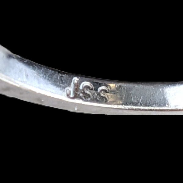 1950s Vintage Pear Baguette Cut Diamonds White Gold Engagement Ring Retro Gift JSS Maker's mark hallmark