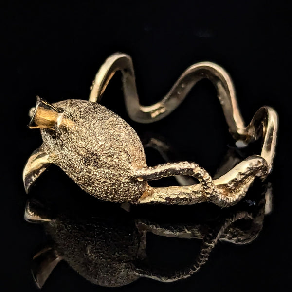 1960s Mouse Ring Rubies 14k Yellow Gold Vintage Retro Estate Cocktail Statement