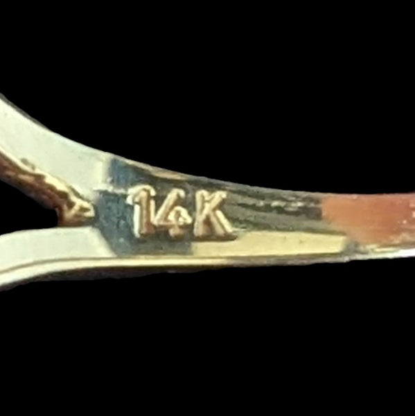 1970s BRUTALIST Opal Coral 14k Yellow Gold Cocktail Ring Vintage Estate Gift 