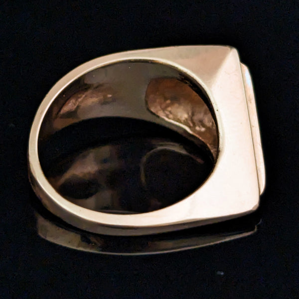 1970s Vintage Diamonds 14k Gold Triangle Cocktail Ring Modernistic Band Vintage